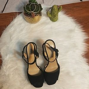 Michael‎ Kors Black Suede Ankle Strap Heels Platform Pumps Shoes